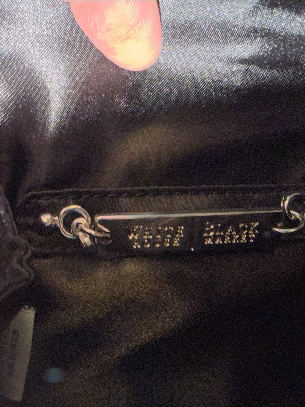 Black Satin Logo Plaque wristlet